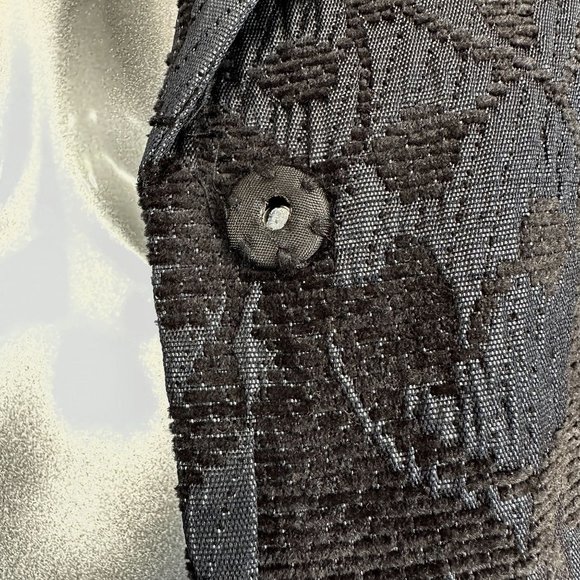 Anne Klein Black Brocade Jacquard Skirt Suit with Velvet Bow Details 8 - Picture 7 of 13